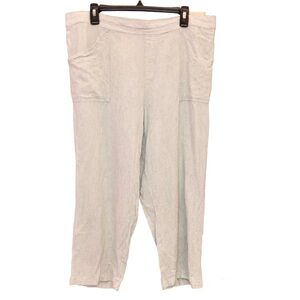 Sharagano Striped Linen Blend Pants Grey‎ White Size XL